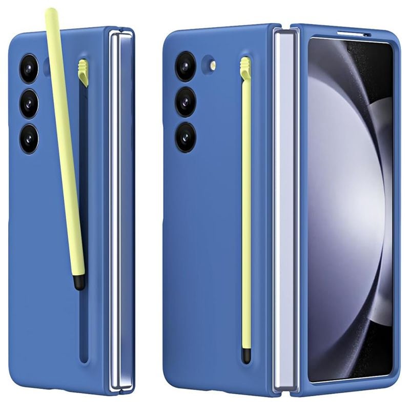 Husa Slim cu Pix inclus pentru Samsung Galaxy Z Fold 5, Protectie antisoc, Albastru Engros