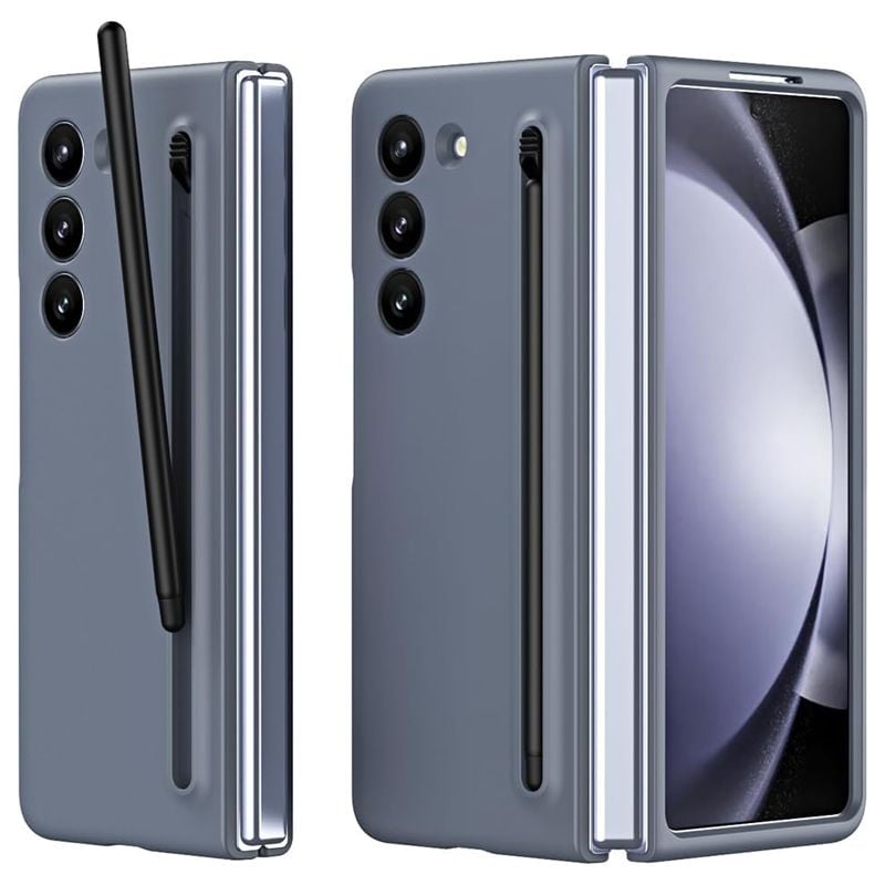 Husa Slim cu Pix inclus pentru Samsung Galaxy Z Fold 6, Protectie antisoc, Gri inchis Engros