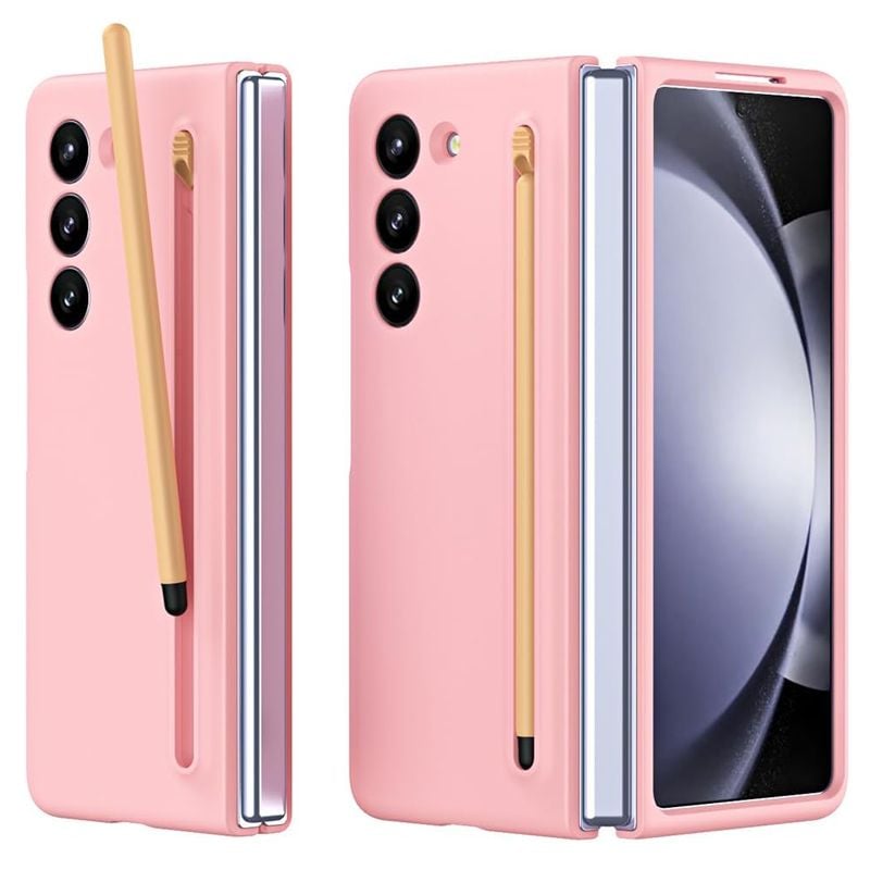 Husa Slim cu Pix inclus pentru Samsung Galaxy Z Fold 4, Protectie antisoc, Roz Engros