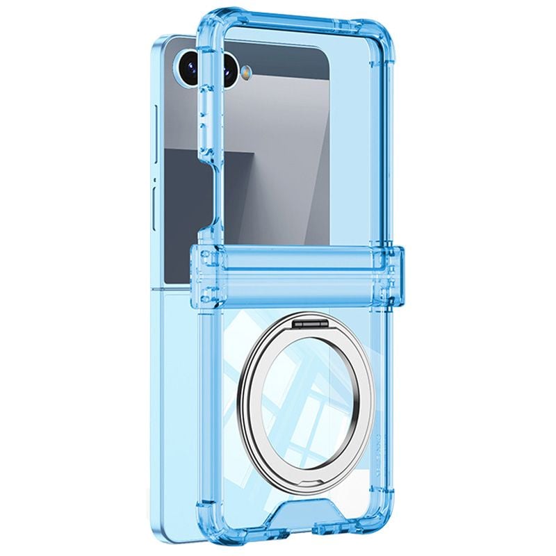 Husa Soft Protection pentru Inel MagSafe pentru Samsung Galaxy Z Flip 7, Antisoc, Incarcare Wireless, Silicon, Albastru Engros