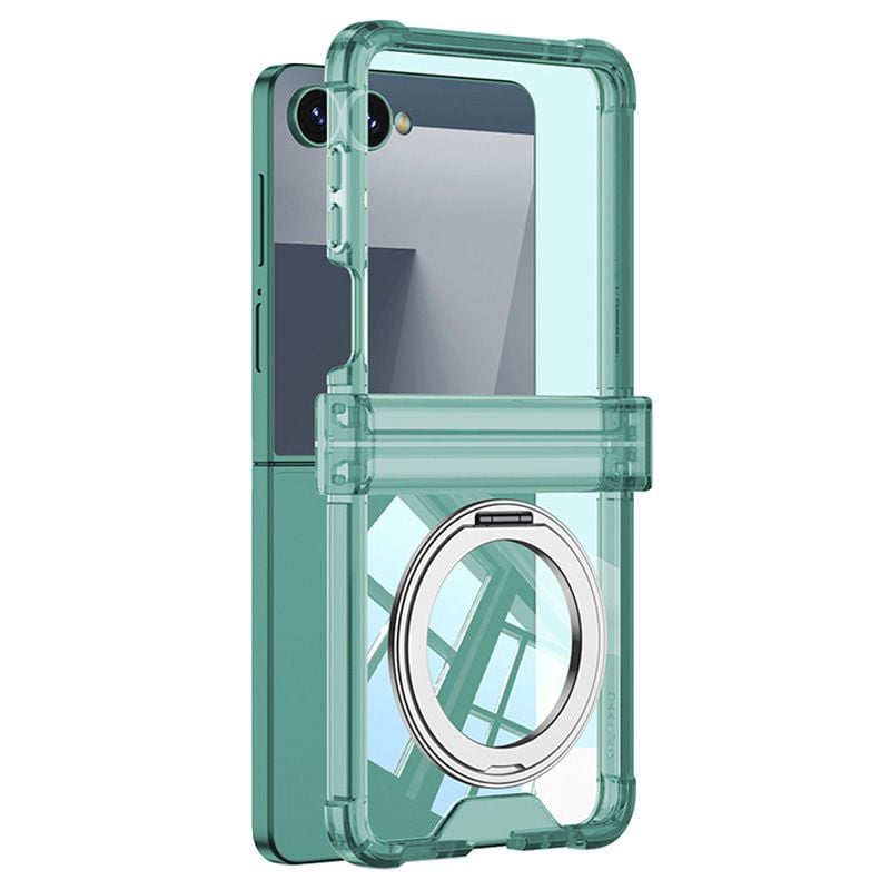 Husa Soft Protection pentru Inel MagSafe pentru Samsung Galaxy Z Flip 7, Antisoc, Incarcare Wireless, Silicon, Verde Engros