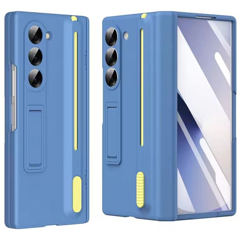 Husa Suport tija, Pix si Folie incluse, Pentru Samsung Galaxy Z Fold7, Protectie antisoc, Albastru deschis Engros