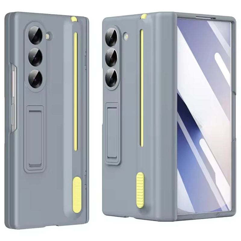 Husa Suport tija, Pix si Folie incluse, Pentru Samsung Galaxy Z Fold7, Protectie antisoc, Gri Engros