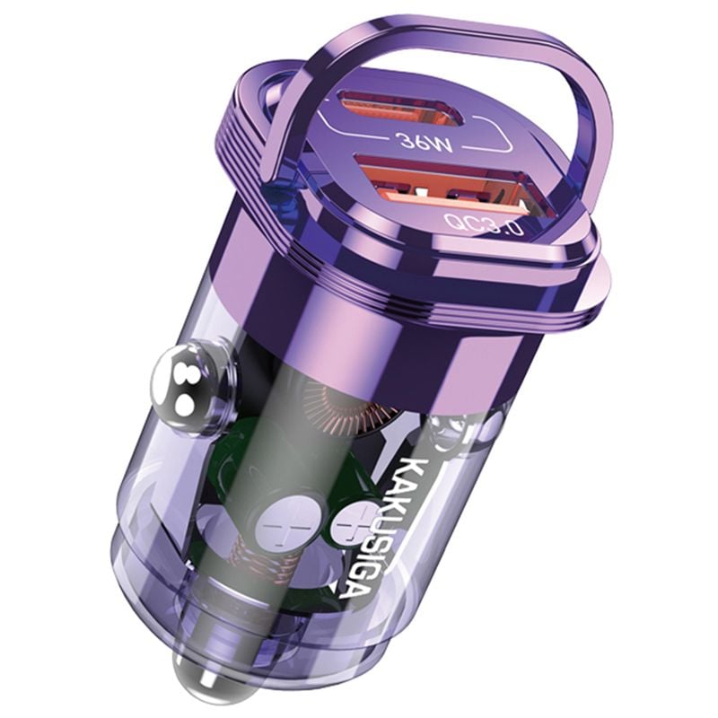 Adaptor KSC-1191 pentru Masina, Type-C si USB, Incarcare rapida 36W, Mov Engros