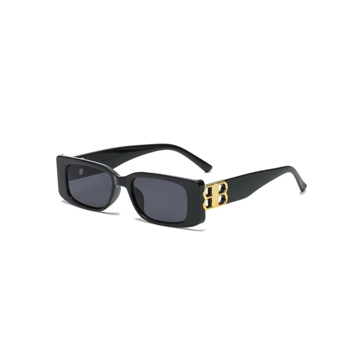 Ochelari de Soare BB Fashion, Rectangulari Negri, Detaliu Auriu, Protecție UV400, Negru Engros