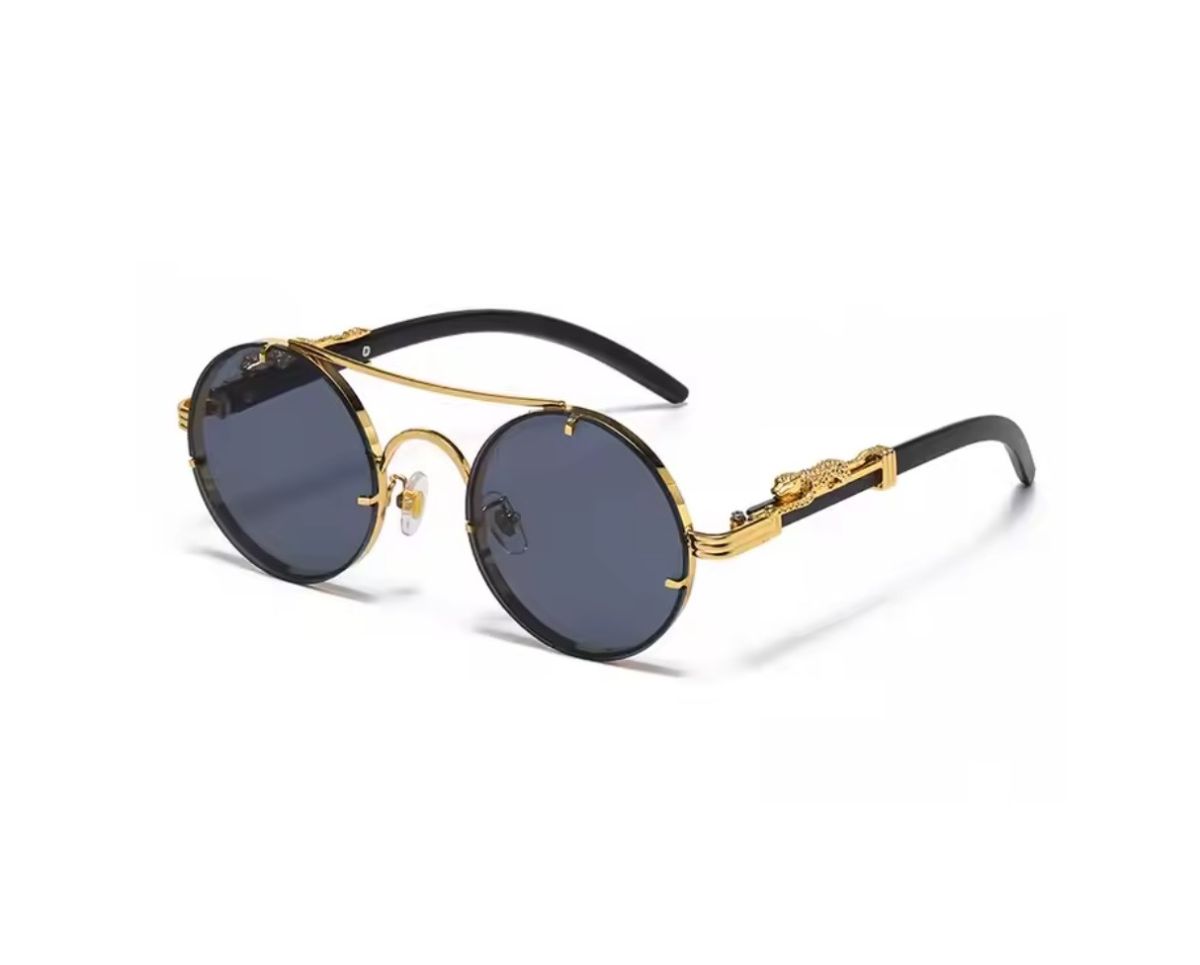 Ochelari Soare Retro-Lux, Design Artistic, Detalii Aurii, Protectie UV400, Negru Engros