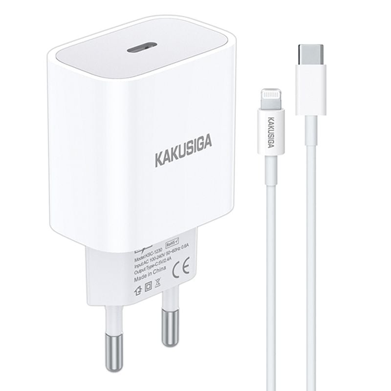 Adaptor KSC-1229, Incarcare rapida PD20W, Port USB-C, Alb Engros