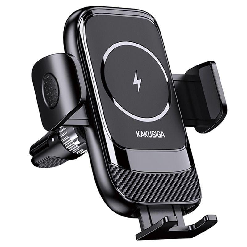 Suport auto cu Incarcare Wireless 15W, KSC-1158, Fixare cu cleme, Ventilatie, Rotativ, Negru Engros