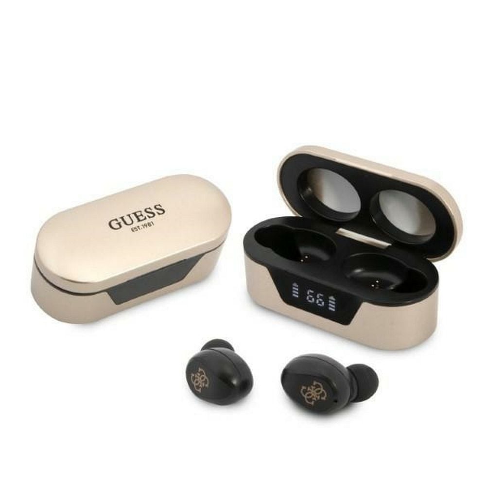 Casti Wireless Guess + Statie Incarcare, Bluetooth 5, GUTWST31ED, Auriu/Negru Engros