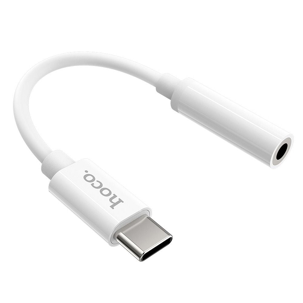 Adaptor audio USB-C la Jack 3.5 mm, Compatibil cu microfon si comenzi, Hoco LS30, Alb Engros