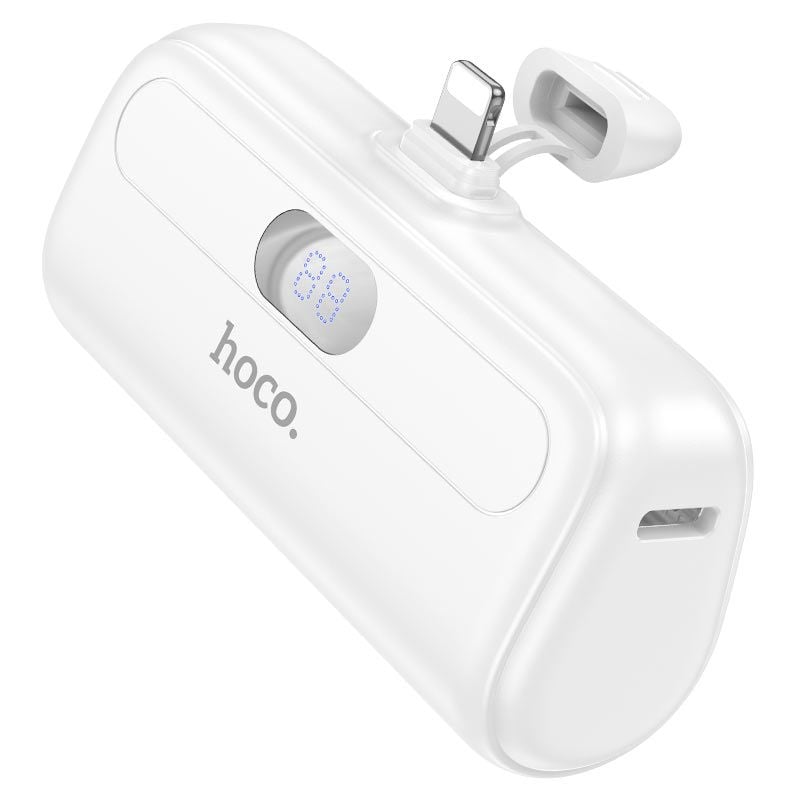 Baterie Mini cu Mufa Lightning, Hoco J116 Cool Charging, 5.000mAh, Afisaj digital, Alb Engros
