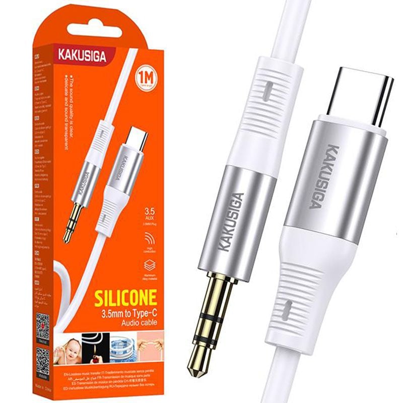 Cablu audio KSC-891, Type-C la Jack 3.5mm, Lungime 1M, Silicon, Alb Engros