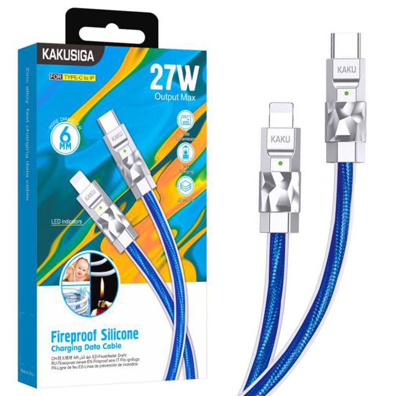 Cablu KSC-956, Type-C la Lightning, Compatibil iPhone, Transfer date 27W, Silicon, Albastru Engros