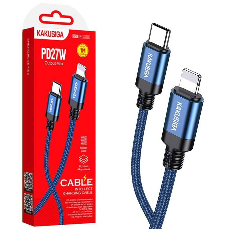 Cablu KSC-970 cu Lightning, Compatibil iPhone, Transfer Date 27W, Albastru Engros