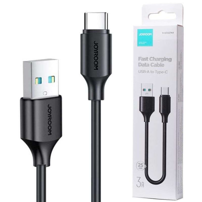 Cablu USB la Type-C de 25CM, Compatibil iPhone 15/16 si Android, Joyroom S-A9, Transfer date 480Mbps, Negru Engros