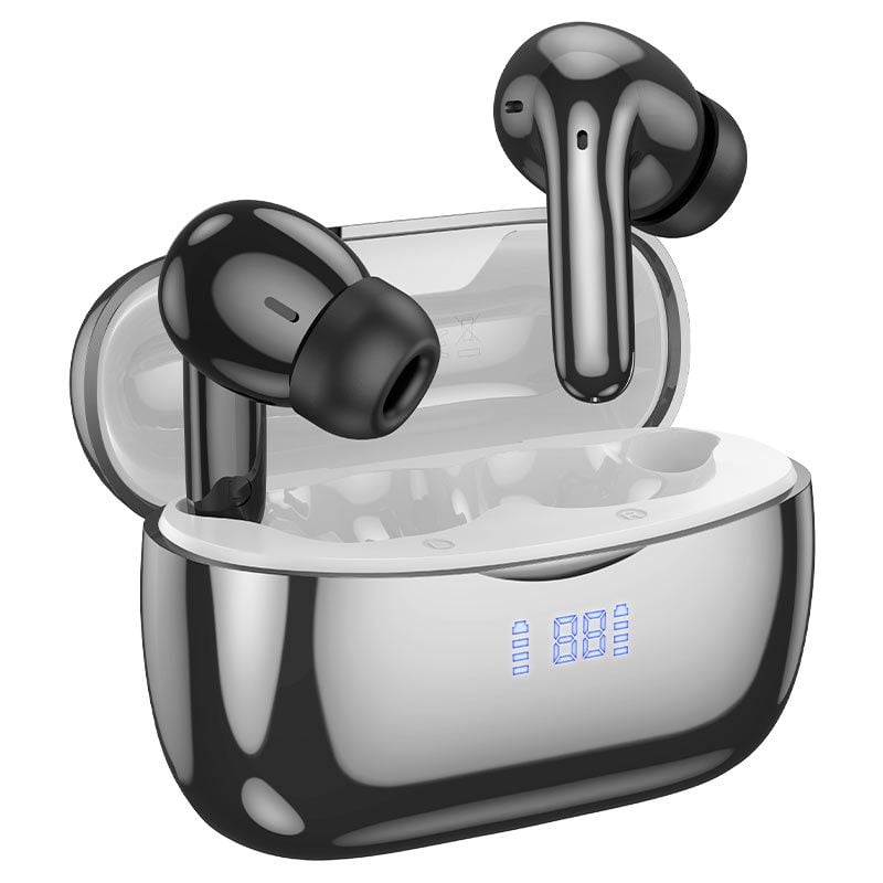 Casti Bluetooth, Hoco EQ16, Reducere zgomot, Autonomie 7 ore, Microfon si Afisaj digital, Negru Engros