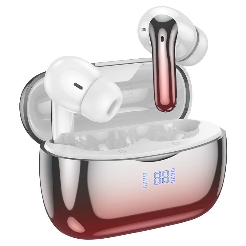 Casti Bluetooth, Hoco EQ16, Reducere zgomot, Autonomie 7 ore, Microfon si Afisaj digital, Rosu Engros
