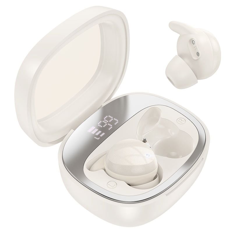 Casti Bluetooth Hoco EW65 Shadow, Capacitate 500mAh, Autonomie 4 Ore, Afisaj Digital, Cream Engros