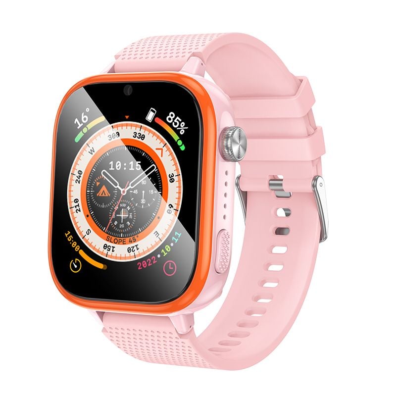 Ceas Inteligent HOCO Y101, pentru Copii, 680mAh, Ecran 1.83 inch, Cartela 4G, Apeluri BT si GPS, 1GB RAM + 16GB ROM, Curea silicon, Roz Engros