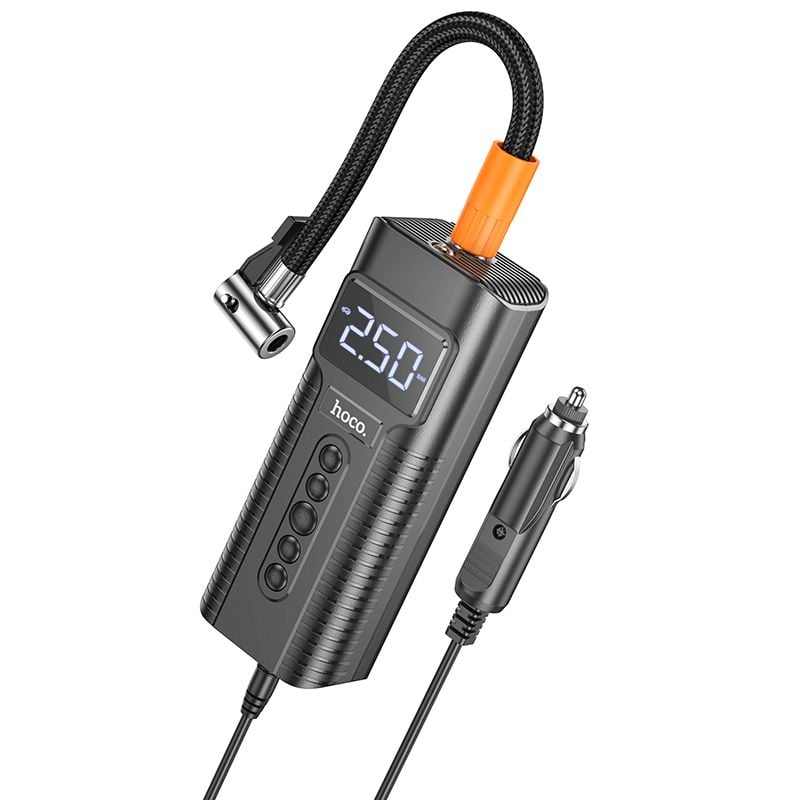 Compresor de Aer, Hoco PH55 Air Pump, Maxim 2.5 Bar, Cablu 3.1m, Lanterna LED, Negru Engros