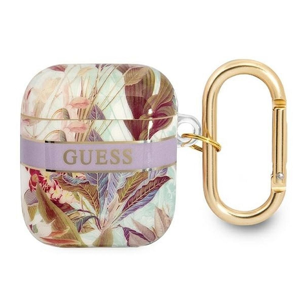 Husa de protectie Guess pentru Apple AirPods 1/2, GUA2HHFLU, Colectie Flower Strap, Mov Engros