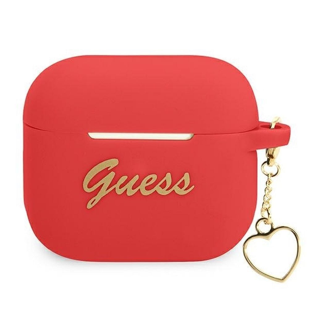 Husa de protectie Guess pentru Apple AirPods 1/2, GUA2LSCHSR, Colectie Silicone Charm Heart, Rosu Engros