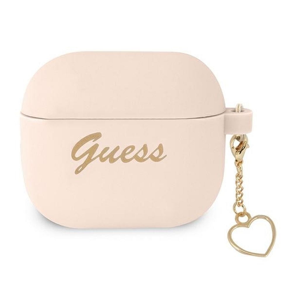 Husa de protectie Guess pentru Apple AirPods 3, GUA3LSCHSP, Colectie Silicone Charm Heart, Roz Engros