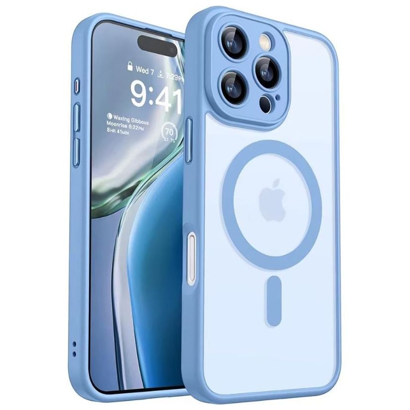 Husa cu Protectie Camera pentru iPhone 15 Pro, Margini colorate, Albastru deschis Engros