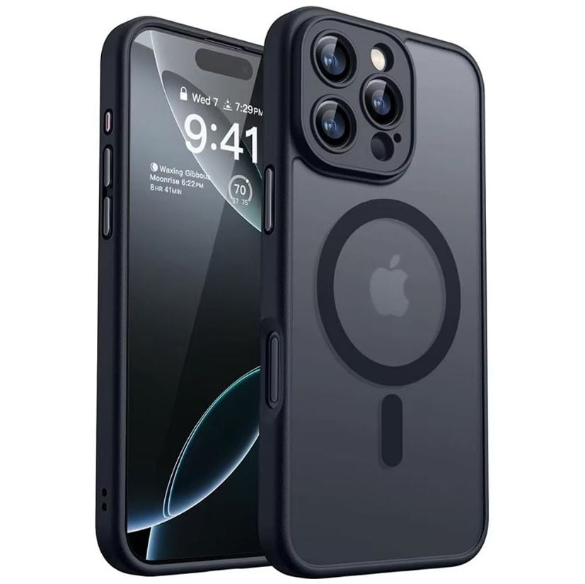 Husa cu Protectie Camera pentru iPhone 15 Pro, Margini colorate, Negru Engros