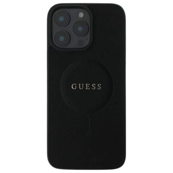 Husa Guess pentru iPhone 16 Plus, Model, PU Saffiano Classic Logo, Compatibila cu Magsafe, Negru Engros