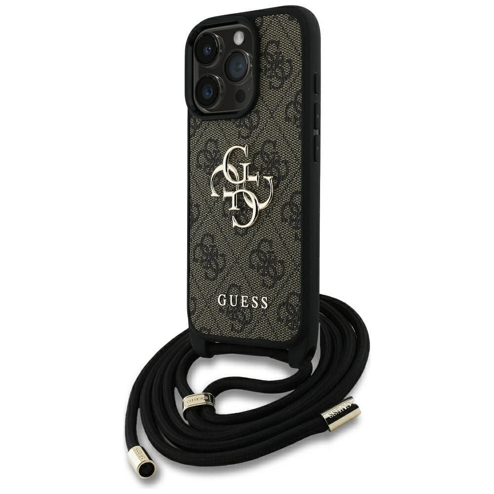 Husa Guess pentru iPhone 16 Pro, CBDY PU 4G, Big Logo cu Snur, GUHCP16LP4GMGCRW, Maro Engros