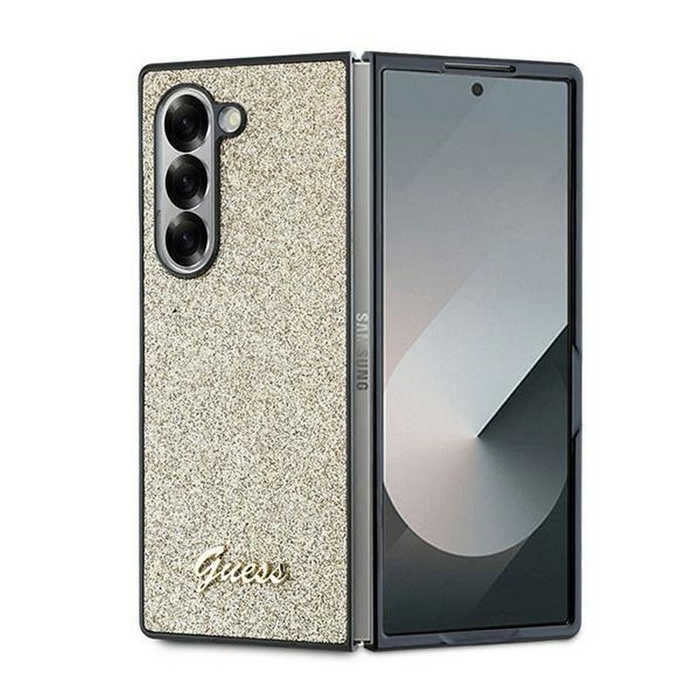Husa Guess pentru Samsung Galaxy Z Fold 6, Model 4G Glitter Script, Auriu Engros