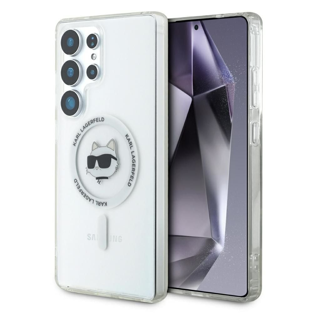 Husa Karl Lagerfeld pentru Samsung S25 Ultra, KLHMS25LHLSCHH, Magsafe, IML Metal Choupette Head, Alb Engros