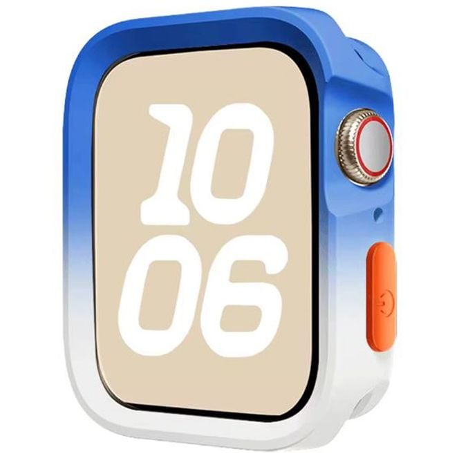 Husa Soft Bumper pentru Apple Watch, Protectie antisoc, Silicon, Albastru si alb - Apple Watch 46mm Seria 10/11 Engros
