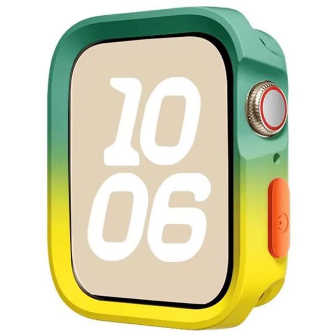 Husa Soft Bumper pentru Apple Watch, Protectie antisoc, Silicon, Galben si verde - Apple Watch 42mm Seria 10/11 Engros