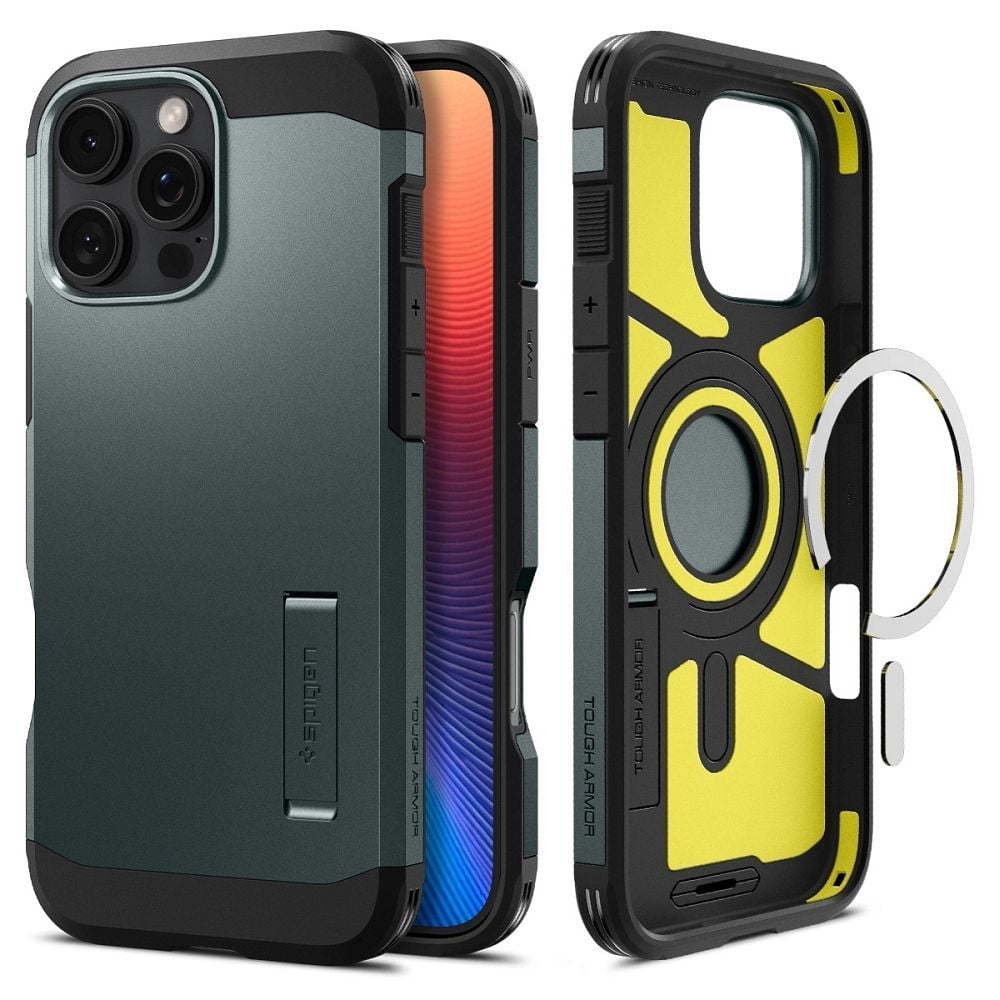 Husa Spigen Tough Armor Mag pentru iPhone 16 Pro, Compatibila Magsafe, Verde Engros
