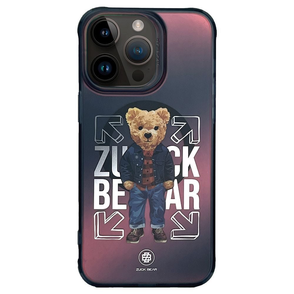 Husa Zuck Bear pentru iPhone 15 Pro, California Cool Mag, Compatibil cu Magsafe, Jeans, Multicolor Engros