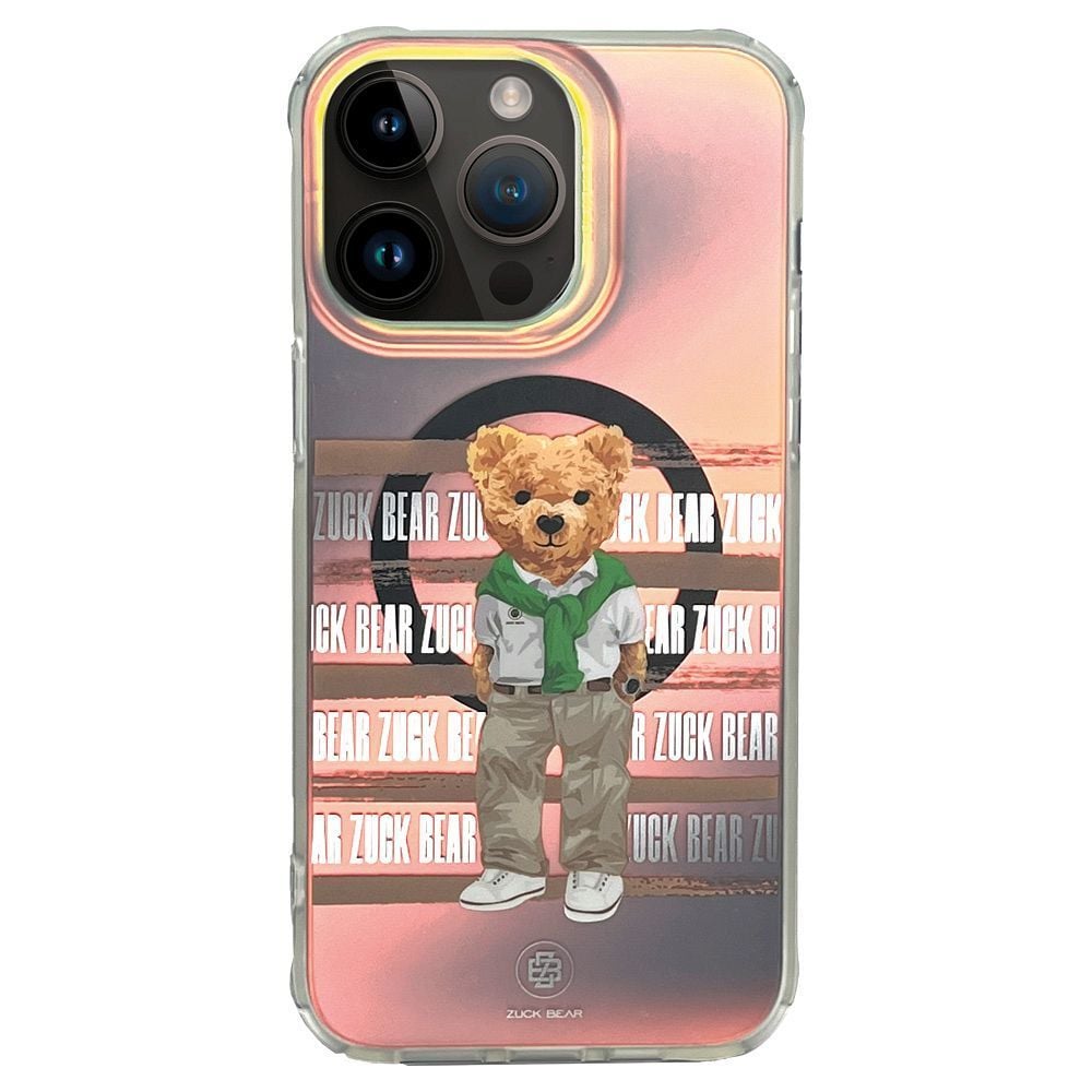 Husa Zuck Bear pentru iPhone 15 Pro, California Cool Mag, Compatibil cu Magsafe, Shirt, Multicolor Engros