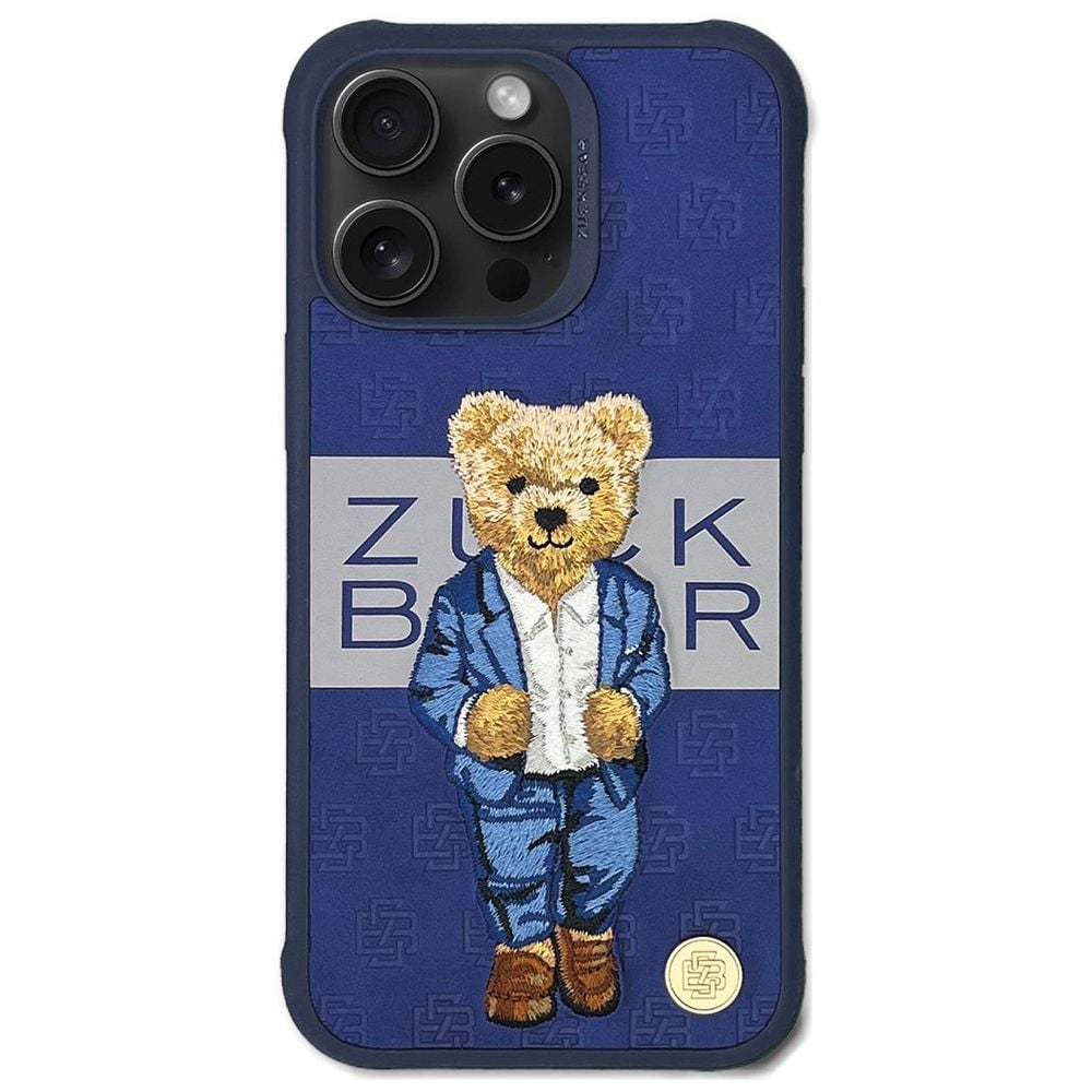 Husa Zuck Bear pentru iPhone 15 Pro Max, Paris Gentleman, Suit, Albastru Engros