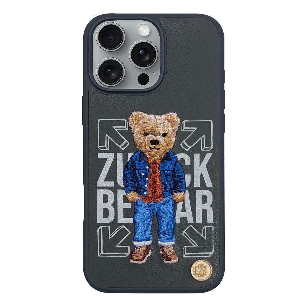 Husa Zuck Bear pentru iPhone 16 Pro Max, San Francisco Fortune, Social vibe, Gri Engros