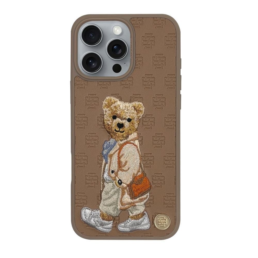 Husa Zuck Bear pentru iPhone 16 Pro, Paris Gentleman, Bag, Maro Engros