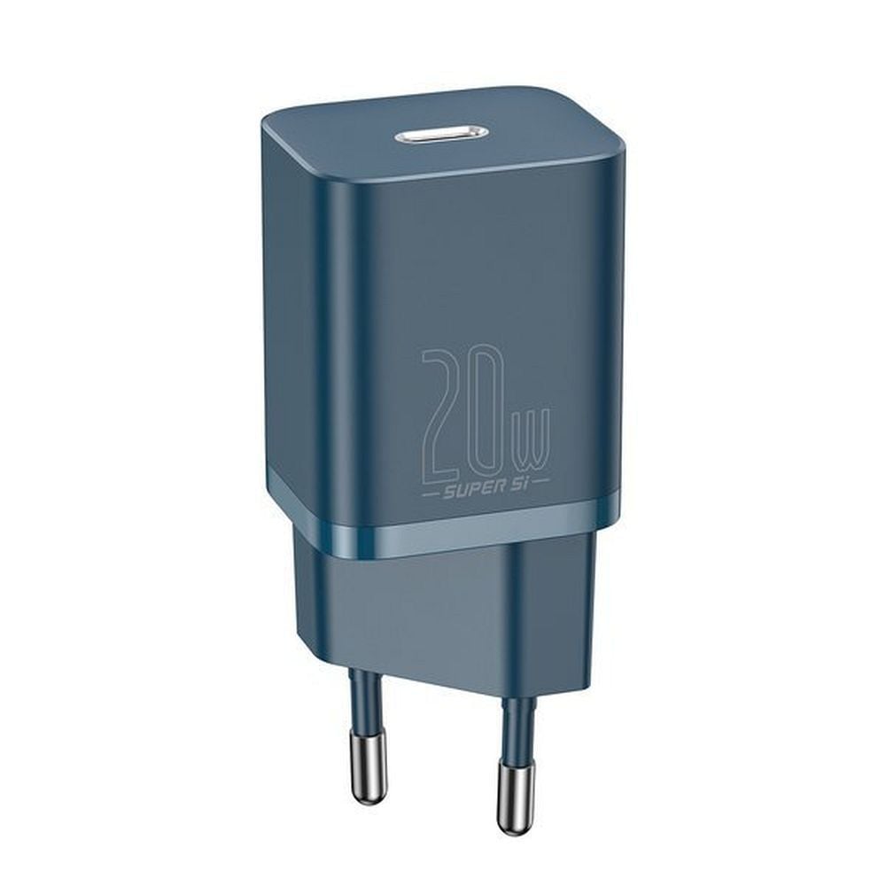 Incarcator de retea + Cablu USB-C, Baseus Super Si, Quick Charge, 20W, Albastru Engros