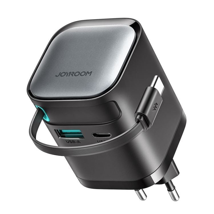 Incarcator JR-TCL02EU Joyroom, Cablu Type-C Retractabil 70cm, Porturi USB si Type-C, 65W, Negru Engros