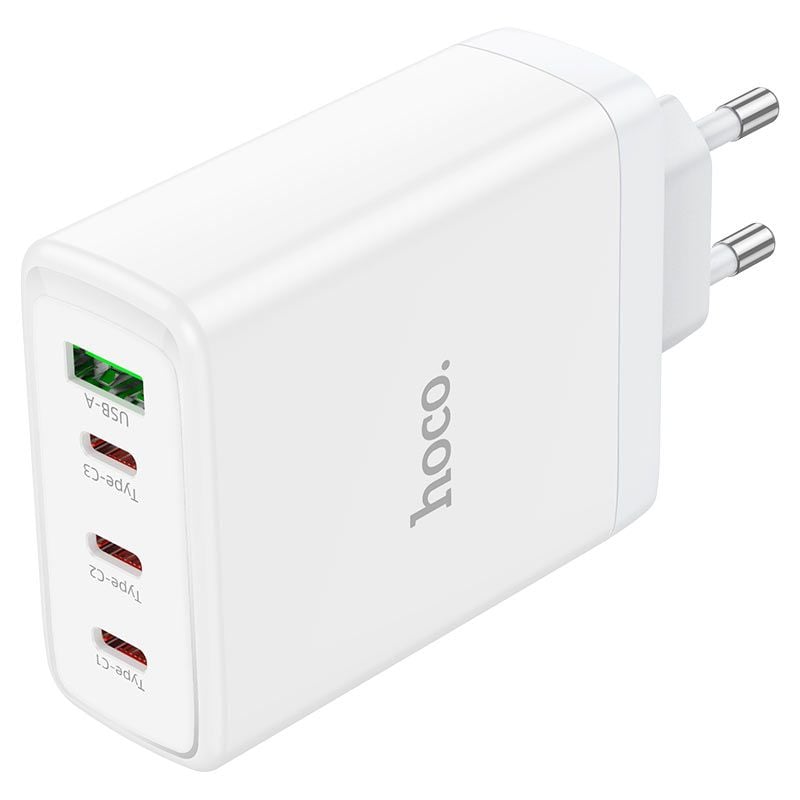 Incarcator Retea Multiport, Hoco N31 Leader, 1 x USB + 3 x Type-C, Quick Charge si PD 100W, Alb Engros