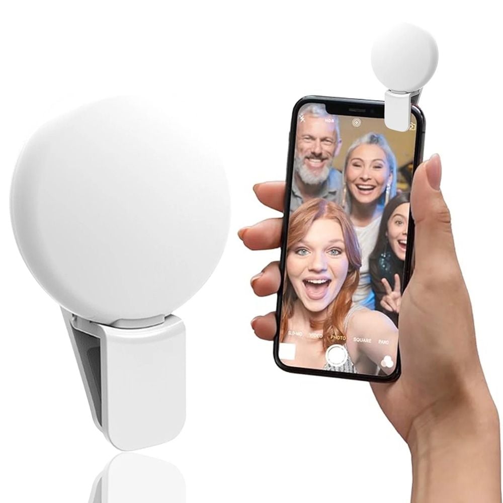 Lumina LED pentru Telefon, Selfie/Video/Live, Ultra-Compacta, USB-C, Mini Q, Alb Engros