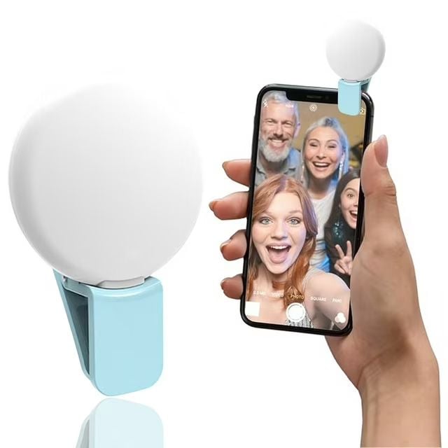 Lumina LED pentru Telefon, Selfie/Video/Live, Ultra-Compacta, USB-C, Mini Q, Albastru Engros
