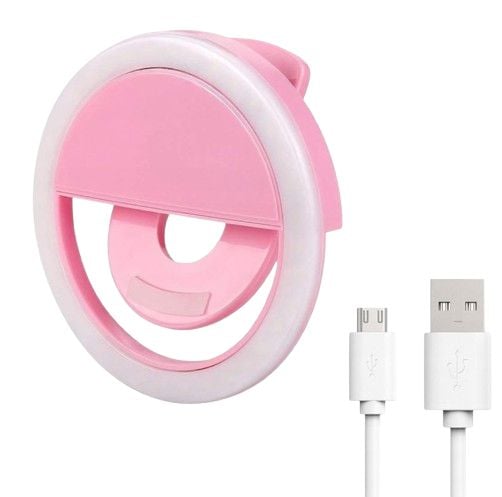 Lumina LED Tip inel pentru Selfie/Video/Live, Prindere pe Telefon, RK-12, Roz Engros