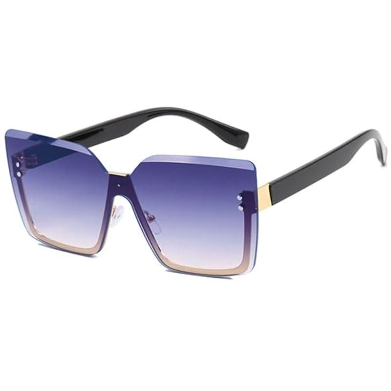 Ochelari de Soare Half-Frame, Rama jumatate, Protectie UV400, Brate negre, Lentile Albastre Engros