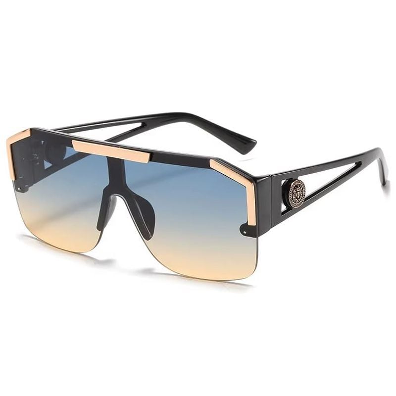 Ochelari de Soare Oversize, Regal Crest, Protectie UV400, Brate negre, Lentile Albastru-Galben Engros