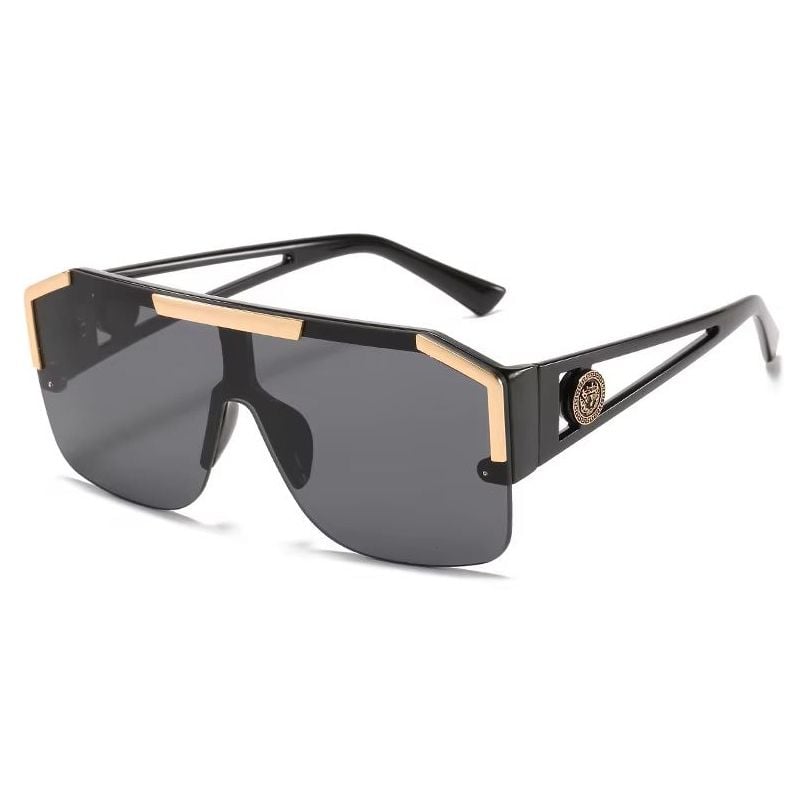 Ochelari de Soare Oversize, Regal Crest, Protectie UV400, Brate negre, Lentile Negre Engros